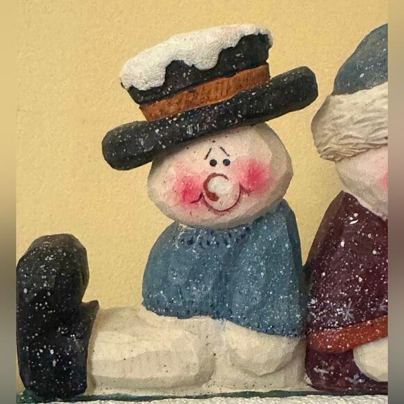 Vintage Crazy Mountain Henton Love Will Keep us Warm statue w seated snowmen - Picture 2 of 6